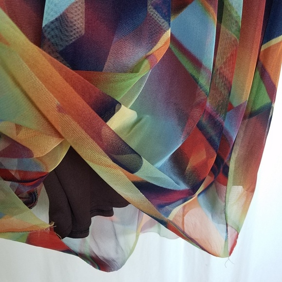 CYNTHIA STEFFE Rainbow Print Mesh Shift Midi Dress - Picture 6 of 9